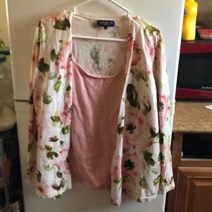 One piece cardigan over tank sweater